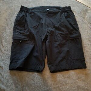 Libin Mens Casual Walking Shorts Stretch Waist Cargo Pocket Medium Black